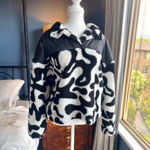 White and Black Swirl Sherpa Pullover Fleece